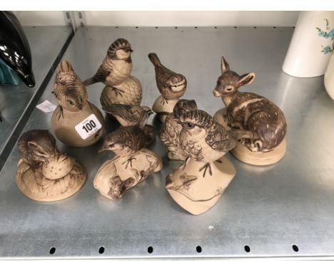 A collection of nine various Poole Pottery Barbara Linley Adams stoneware models to include birds.
