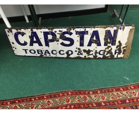 An early 20th century Capstan Tobacco enamel advertising sign(af).