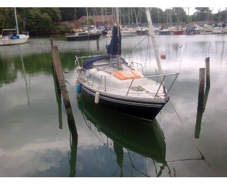 A 22ft Grey Seal racing yacht, "Chin! Chin!", at present moored at Eling Tidal Mill, Totton, Southampton, blue hull, 4 berth,