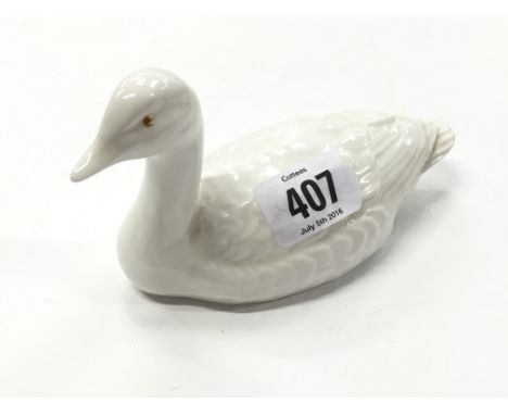 A Poole Pottery white glazed bone china study of a Decoy Duck.