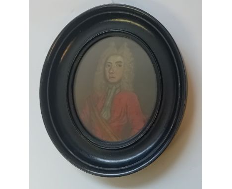 English schoolHalf bust portrait of 17th century gentleman OilOval[10x9cm]