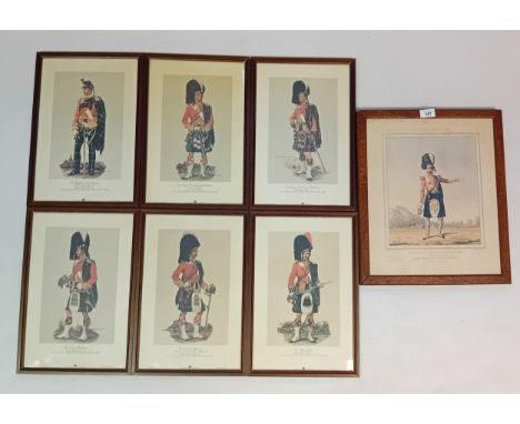 Set of 6 Military framed prints and an engraving. 