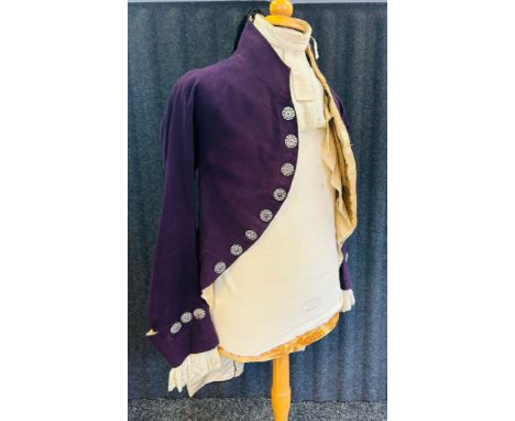 Court Suit, 19th century, Purple body to the tail jacket, cut bright steel buttons, matching waistcoat with a late 18th centu