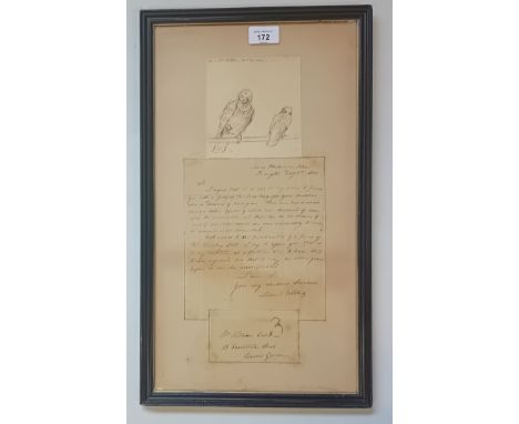 Sir David WilkieA sketch of birds, Ms. letter dated Feby 8th 1820 and envelope[46x26cm]