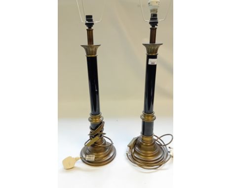 Pair of ceramic and brass table lamps 
