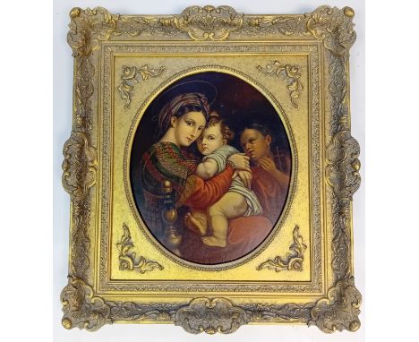 After RaphaelThe Madonna della SediaOil on canvasIn a 19th Century gilt frame[34x29cm]