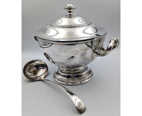 Silver plated Tureen dish and ladle dinner service, Walker &amp; Hall marked 1956