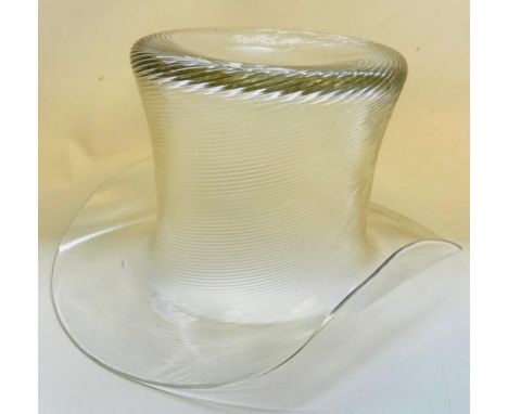 A 19th century glass vase in form of a top hat, swirl decoration