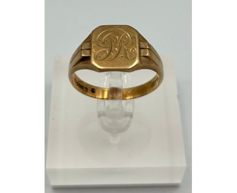9ct Gold Gents signet ring Size - WWeight - 5.69g