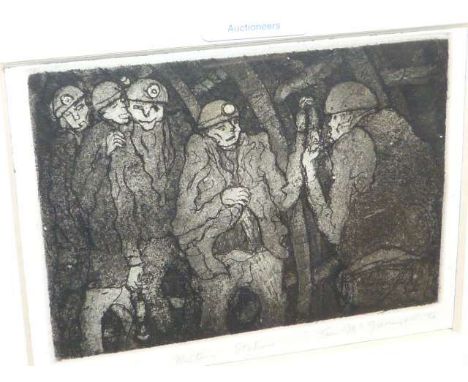 Tom McGuinness (126-2006), Meeting Station, limited edition print 5/50, signed, titled and dated '76 in pencil, framed, 9.5cm