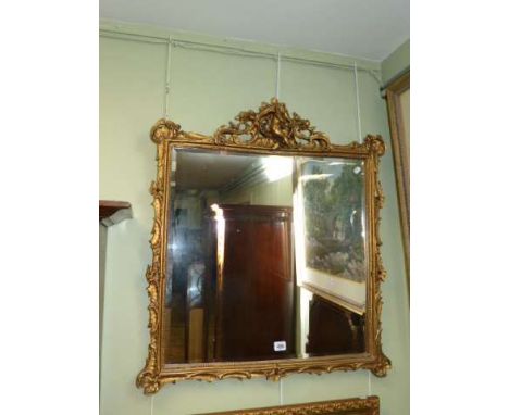 Chinese Chippendale style gilt composition framed mirror, with bevelled plate, 80cm by 72.5cm