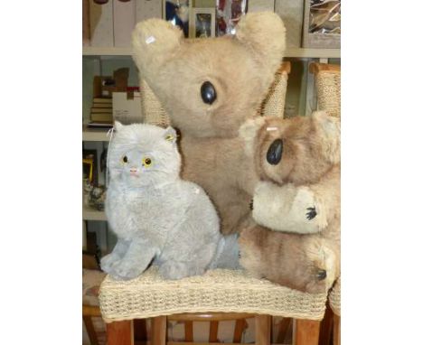 Steiff cat and two Koala soft toys