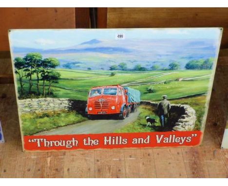 Enamel sign, Through the hills and valleys - Foden