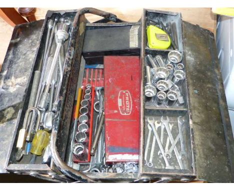 Cantilever tool box and tools including proto sockets, spanners, tachometer, etc