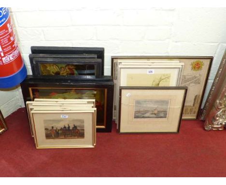 Set of six R. Ackermanns military prints, three German prints, Parish print, five religious prints and two engravings (17)