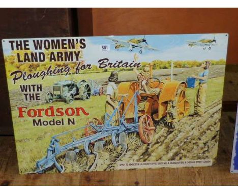 Enamel sign, The Women's Land Army - Fordson Model N