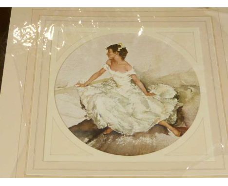 William Russell Flint, seated dancer, print, mounted
