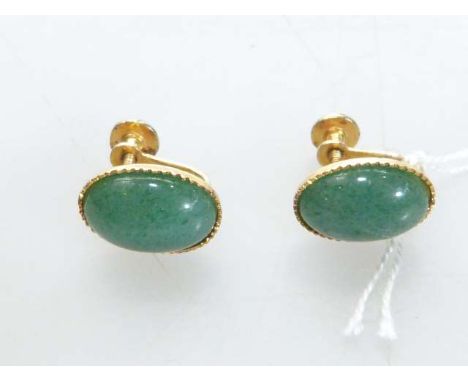 Pair of cabochon jadeite cufflinks