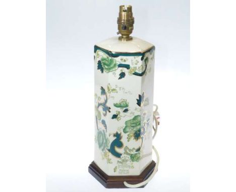 Masons Chartreuse pottery table lamp