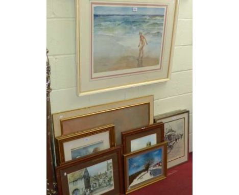 Russell Flint print and collection of eight various pictures