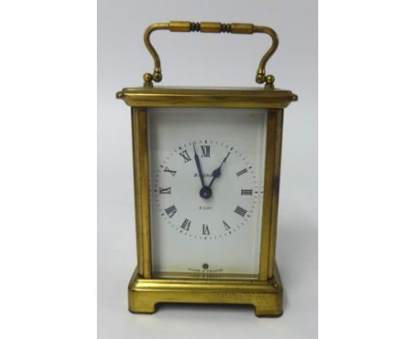French 8 day carriage clock, (height with handle up 14.5cm).