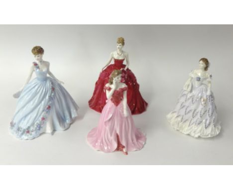 Four porcelain figurines including Coalport 'Sarah', and Royal Worcester 'The Last Waltz' (4).