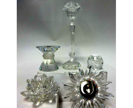 Swarovski Crystal glass Various candle sticks and holders including small Lily candle holder, Solaris, globe and classic cand