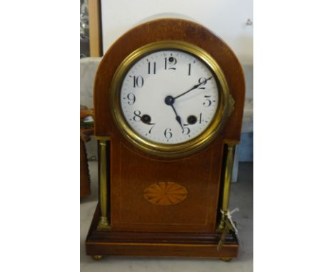 Edwardian mahogany cased mantle clock, Ansonia, height 29cm and a modern Cuckoo clock.