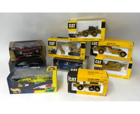 Collection of model cars including Burrago also scale Cat model machinery and hot wheels model