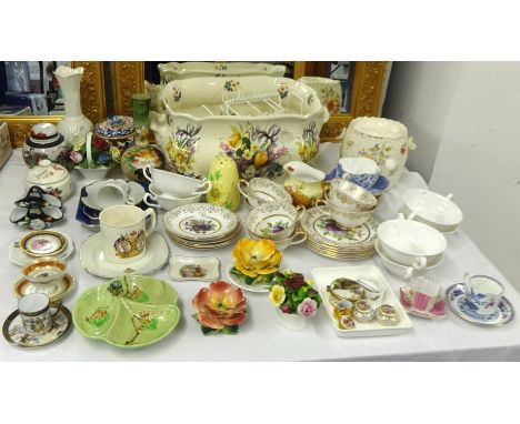 A quantity of China ware including part New Town tea service, modern flower decorated foot bath, various 19th century and lat