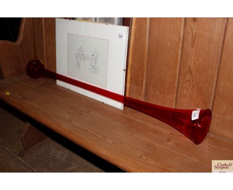 A Ruby yard of ale glass