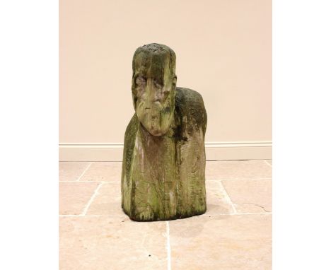 John W Mills (1933-2023),Bust,Michelangelo,Carved wood, free standing,82cm high overall