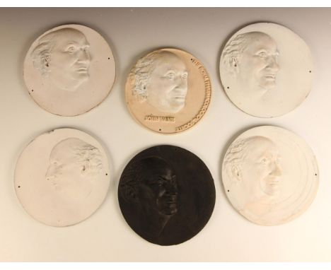 John W. Mills (1933-2023),Six maquettes for plaques commemorating John Vane of the Royal Pharmacological Society,Plaster and 
