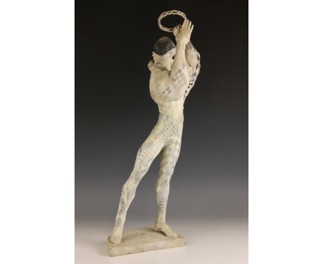 John W Mills (1933-2023), Maquette for Harlequin with tambourine, Embellished resin on shaped base, Signed and dated '94' for