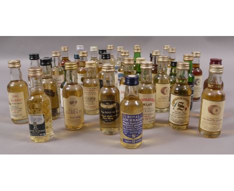 A collection of Single Malt Scotch Whisky miniatures comprising Signatory Vintage bottlings of Aultmore 1980, Braes of Glenli
