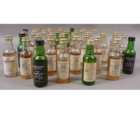 A collection of Single Malt Scotch Whisky miniatures, comprising Connoisseurs Choice bottlings of Aberfeldy 1974, Ardbeg 1975