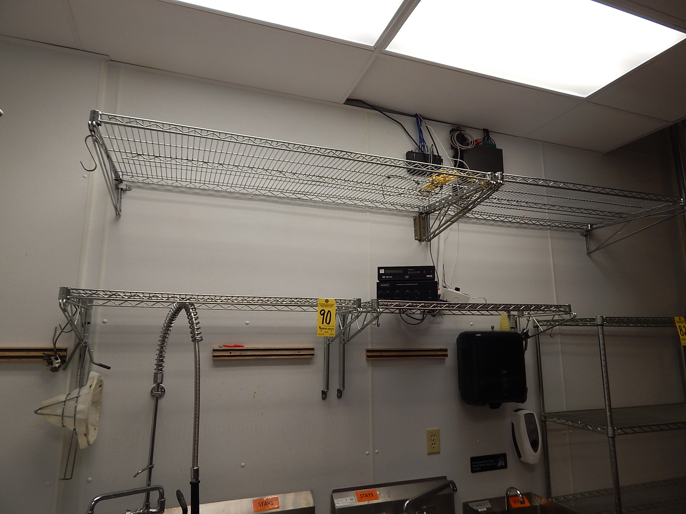 (5) Wall Mount NSF Shelves, (2) 24" x 60", (1) 24" x 48", (2) 14" x 42