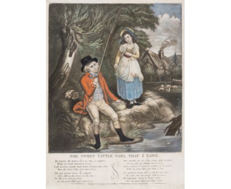 Angling's Age of Romance.- R. Laurie &amp; J. Whittle (publishers) The Sweet Little Girl That I Love, mezzotint with early ha