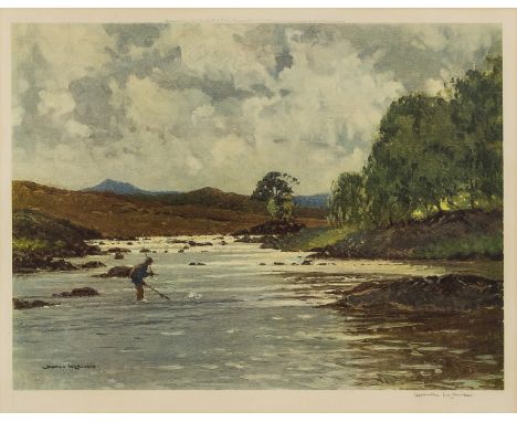 Wilkinson (Norman) [Trout Fishing on the Garry], offset lithograph, signed in pencil by the artist, with blindstamp lower lef