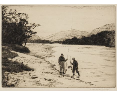 Wilkinson (Norman) Heavy Fish; A Spring Fish; Casting a Line; Waiting Patiently, four works, etchings with drypoint, all sign