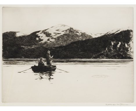 Wilkinson (Norman) Strathspey Fishing; Loch Fishing; Spring Fishing on the Loch, three works, etchings with drypoint, all sig