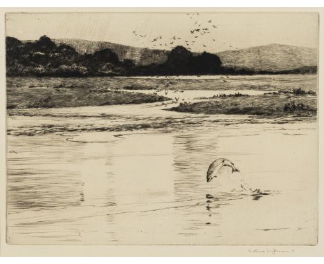 Wilkinson (Norman) Spring Fishing on the Ore; Trout Fishing, Loch Awe; Trout Fishing, three works, etchings with drypoint, al