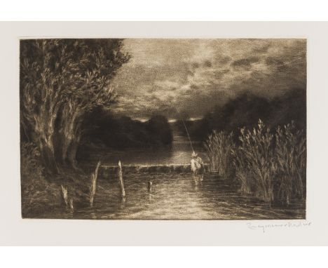 NO RESERVE Haden (Seymour) Grayling fishing, mezzotint with drypoint, signed in pencil on cream wove paper, platemark 190 x 2