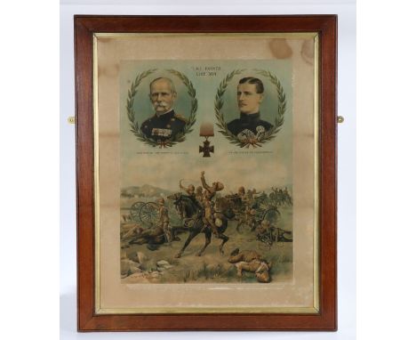 Framed Print, 'Like Father Like Son' depicting Field Marshal Lord Roberts of Kandahar and his son Lieutenant FHS Roberts V.C.