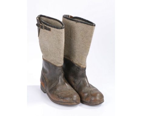 German Army felt and leather winter boots, buckles to the tops, cloth pull on straps inside, (2)