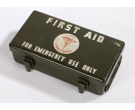 Second World War U.S. Army Medical Department Vehicle First Aid Kit, containing, Burn Injury Set x 2, 4 inch Bandage Compress