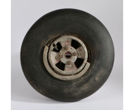 Second World War British R.A.F. Aircraft Wheel, tyre is marked 'Dunlop Aeroplane, 8.00 - 10 1/4, 650 x 200' wheel hub stamped