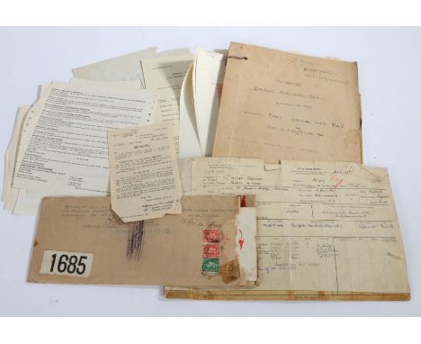 Second World War Ephemera to Major Patrick De Vere Patey, The Kings Regiment, including Army Form B199A Record of Service, st