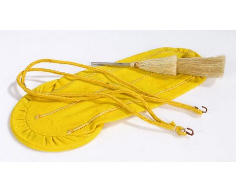 British army Busby accoutrements to the 14th Hussars, yellow busby bag, white plume, and yellow worsted cap lines (to encircl