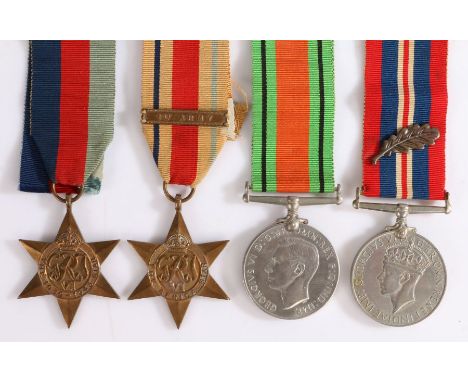 Second World War group of medals, 1939-1945 Star, Africa Star with clasp '1st Army', Defence Medal, 1939-1945 British War Med